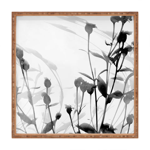GalleryJ9 Budding Branches Black Grey Square Tray