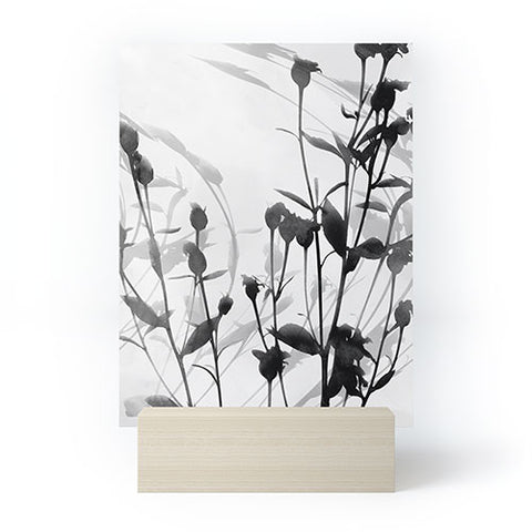 GalleryJ9 Budding Branches Black Grey Mini Art Print