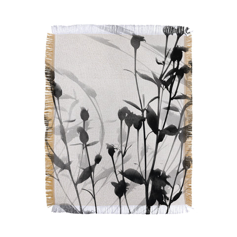 GalleryJ9 Budding Branches Black Grey Throw Blanket