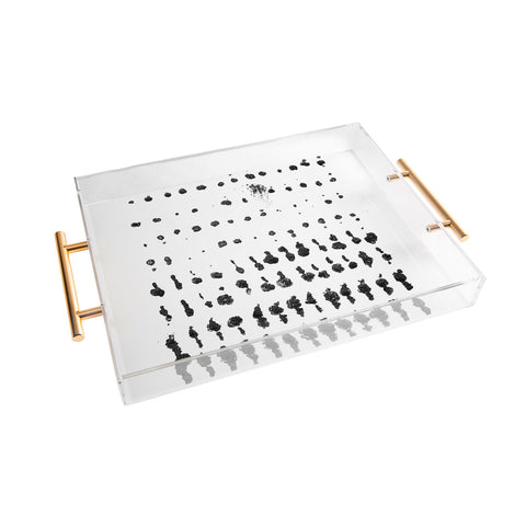 GalleryJ9 Medium Dots Pattern Black and White Distressed Texture Abstract Acrylic Tray