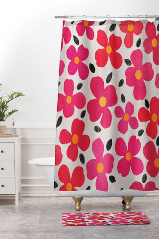 Garima Dhawan Dogwood Berry Shower Curtain And Mat