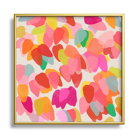 Garima Dhawan golden rain 7 Square Metal Framed Art Print