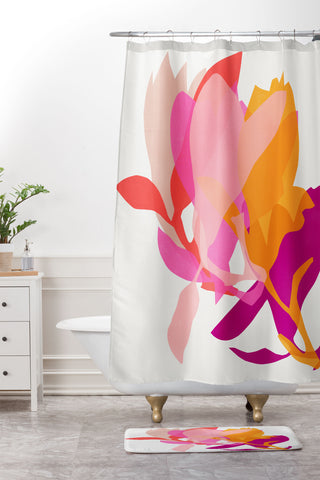 Garima Dhawan magnolia 1d Shower Curtain And Mat
