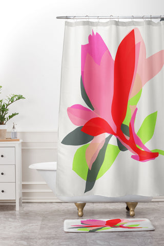 Garima Dhawan magnolia 3 Shower Curtain And Mat