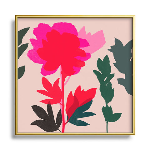 Garima Dhawan peony 5 Square Metal Framed Art Print