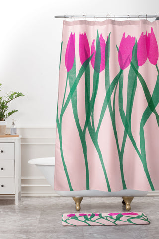 Garima Dhawan tulips 14 Shower Curtain And Mat