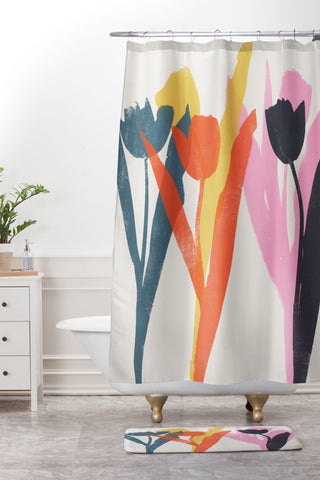 Garima Dhawan tulips 2g Shower Curtain And Mat
