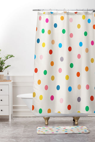 Garima Dhawan vintage dots 50 Shower Curtain And Mat