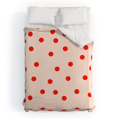 Garima Dhawan Vintage Dots Red Duvet Cover