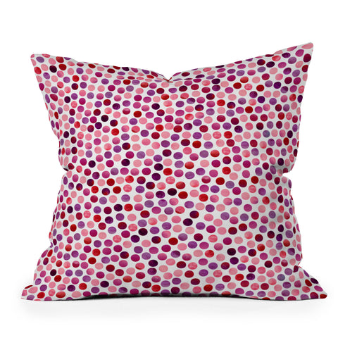 Garima Dhawan Watercolor Dots Berry Outdoor Throw Pillow