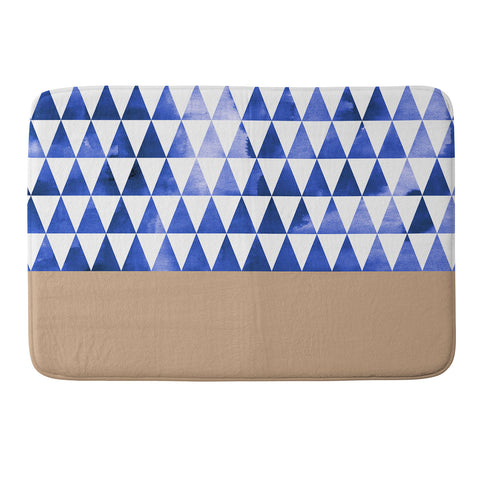 Georgiana Paraschiv Blue Triangles and Nude Memory Foam Bath Mat
