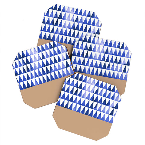 Georgiana Paraschiv Blue Triangles and Nude Coaster Set