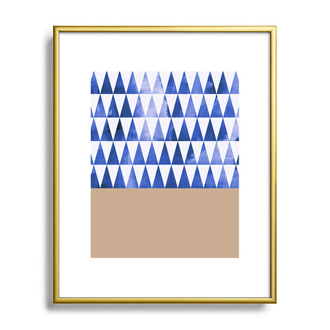 Georgiana Paraschiv Blue Triangles and Nude Metal Framed Art Print