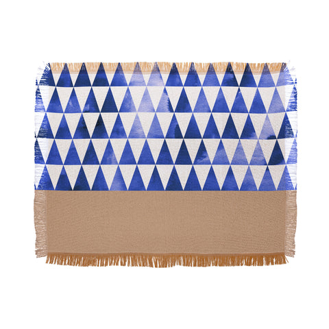 Georgiana Paraschiv Blue Triangles and Nude Throw Blanket