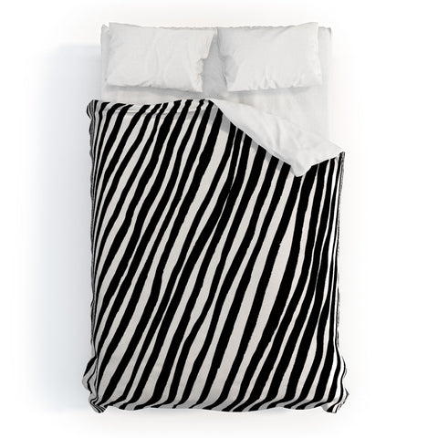 Georgiana Paraschiv Diagonal Stripes Black Duvet Cover