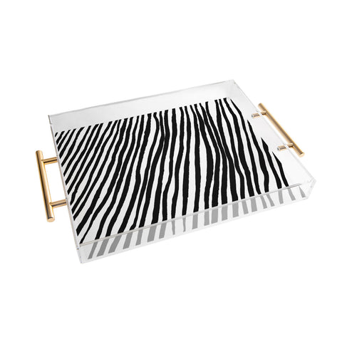 Georgiana Paraschiv Diagonal Stripes Black Acrylic Tray