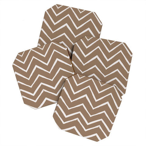 Georgiana Paraschiv Distressed Chevron Gold Coaster Set