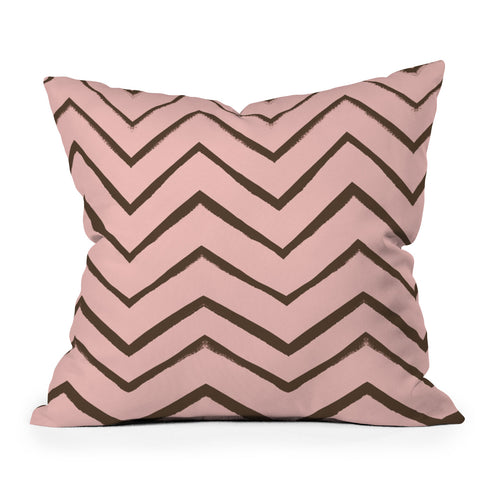 Georgiana Paraschiv Distressed Chevron Melon and Gold Outdoor Throw Pillow