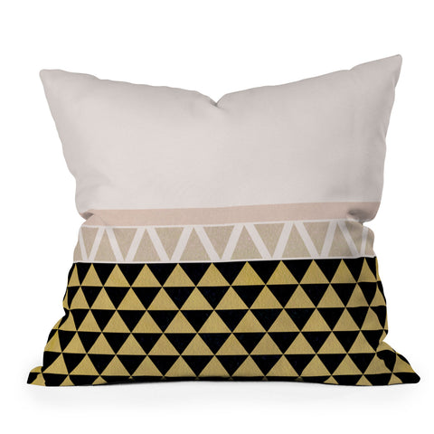 Georgiana Paraschiv Gold Triangles on Black Outdoor Throw Pillow