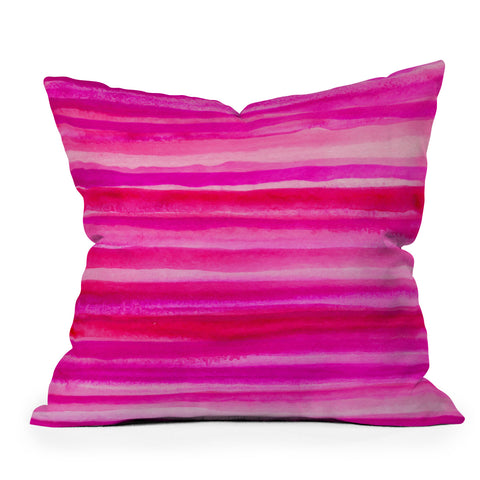 Georgiana Paraschiv Raspberry Stripes Outdoor Throw Pillow