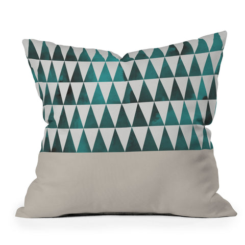 Georgiana Paraschiv Teal Triangles Outdoor Throw Pillow