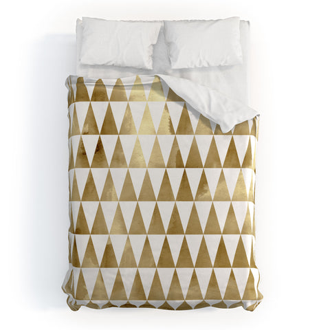 Georgiana Paraschiv Triangle Pattern Gold Duvet Cover
