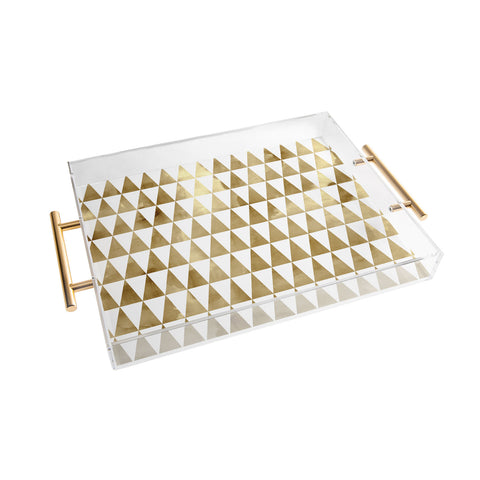 Georgiana Paraschiv Triangle Pattern Gold Acrylic Tray