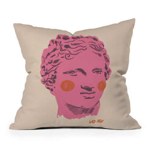 Gigi Rosado Ancient head 2 Outdoor Throw Pillow