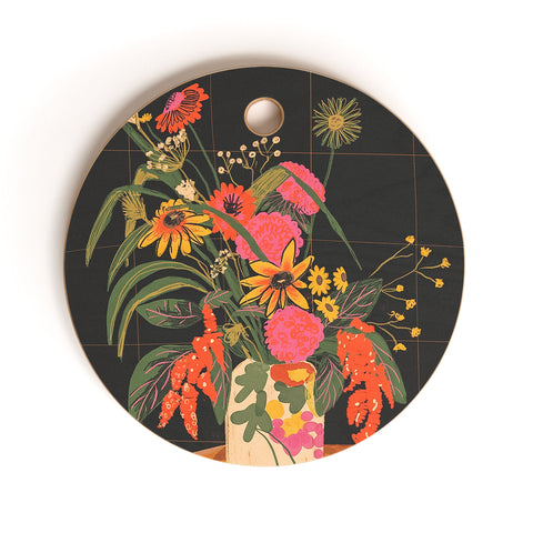 Gigi Rosado Autumnal bouquet Cutting Board Round