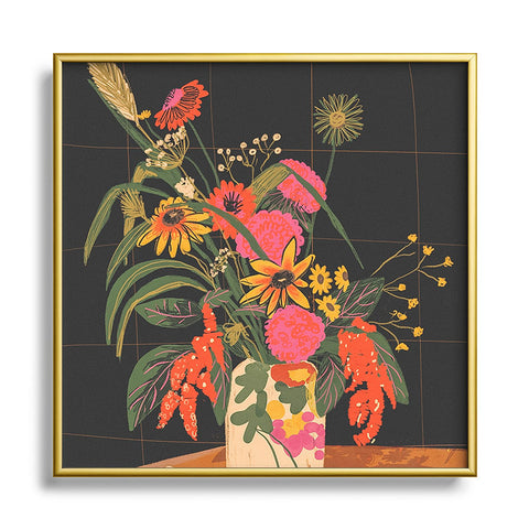 Gigi Rosado Autumnal bouquet Square Metal Framed Art Print