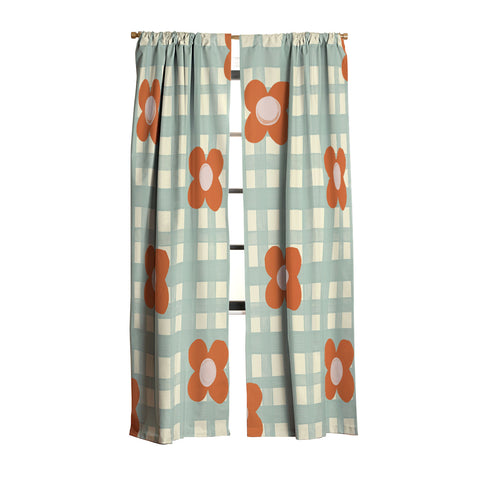 Gigi Rosado Blue and red floral check Blackout Non Repeat