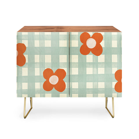 Gigi Rosado Blue and red floral check Credenza
