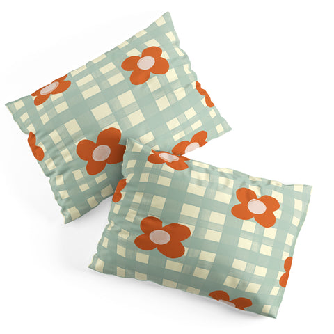 Gigi Rosado Blue and red floral check Pillow Shams