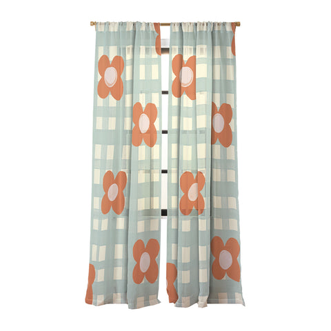 Gigi Rosado Blue and red floral check Sheer Non Repeat