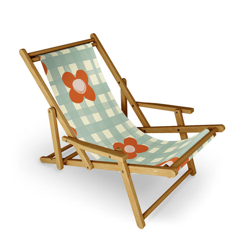 Gigi Rosado Blue and red floral check Sling Chair