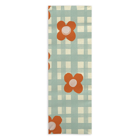 Gigi Rosado Blue and red floral check Yoga Towel