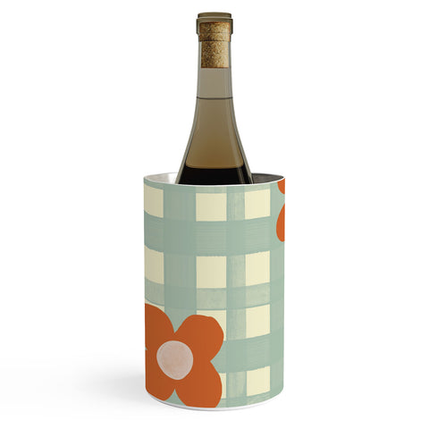 Gigi Rosado Blue and red floral check Wine Chiller