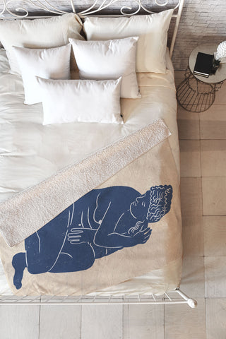 Gigi Rosado Blue Nude Fleece Throw Blanket