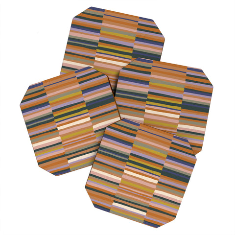 Gigi Rosado Brown striped pattern Coaster Set