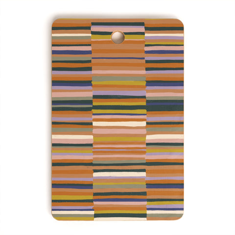 Gigi Rosado Brown striped pattern Cutting Board Rectangle