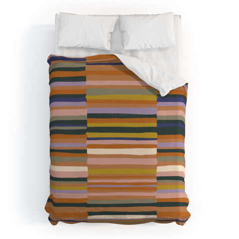 Gigi Rosado Brown striped pattern Duvet Cover