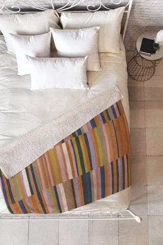 Gigi Rosado Brown striped pattern Fleece Throw Blanket