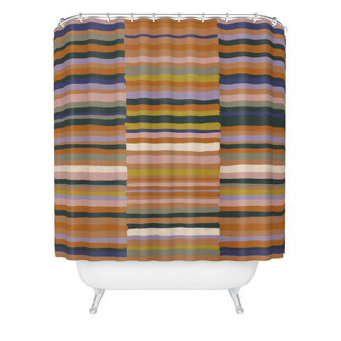 Gigi Rosado Brown striped pattern Shower Curtain