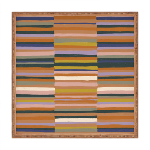 Gigi Rosado Brown striped pattern Square Tray