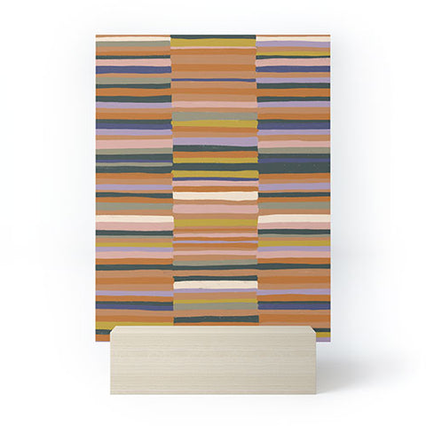 Gigi Rosado Brown striped pattern Mini Art Print