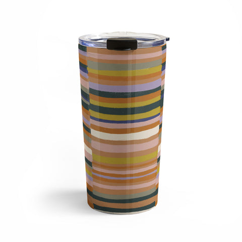 Gigi Rosado Brown striped pattern Travel Mug
