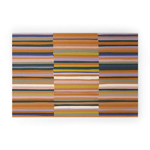 Gigi Rosado Brown striped pattern Welcome Mat