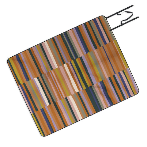 Gigi Rosado Brown striped pattern Picnic Blanket