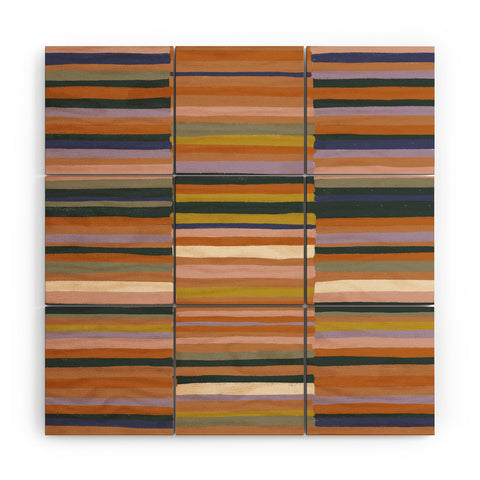 Gigi Rosado Brown striped pattern Wood Wall Mural
