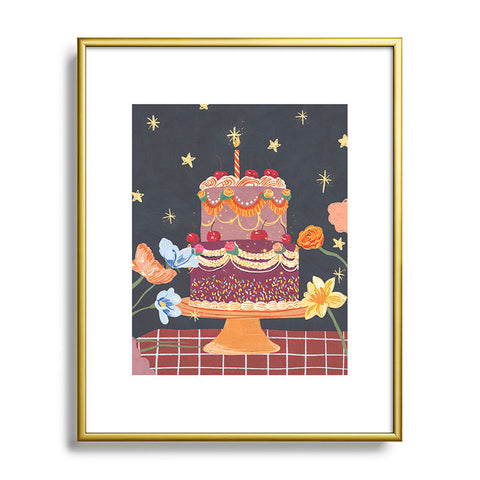 Gigi Rosado Cherries on top Metal Framed Art Print